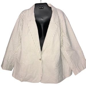 NWT khaki stripes linen blend plus jacket 22w 24w